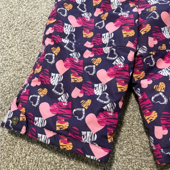 OshKosh B'gosh Purple Pink Heart Printed Kids Snow Bib Overalls Size 12m - Picture 6 of 9